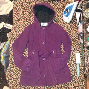 KG Collection Vintage Purple Hooded Wool Blend Coat Size 14